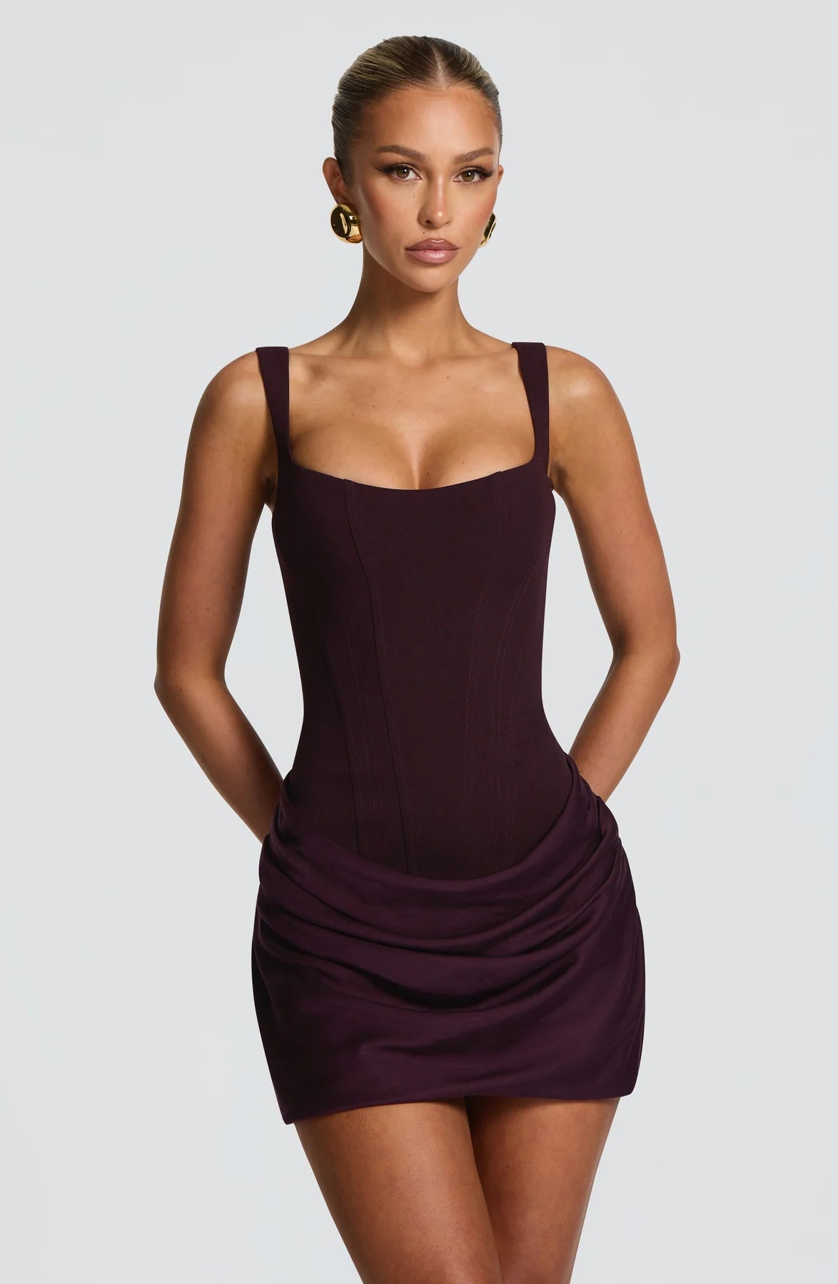 Cornelia Mini Dress - Plum Brown